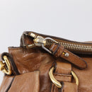 Miu Miu Matelasse Hand Bag Vitellolux 2way Brown Gold Auth 210753V-21