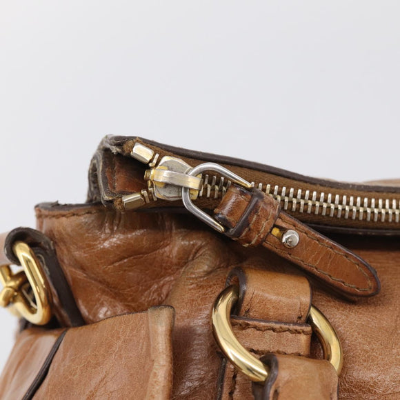 Miu Miu Matelasse Hand Bag Vitellolux 2way Brown Gold Auth 210753V