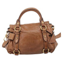 Miu Miu Matelasse Hand Bag Vitellolux 2way Brown Gold Auth 210753V-3