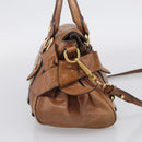 Miu Miu Matelasse Hand Bag Vitellolux 2way Brown Gold Auth 210753V-4