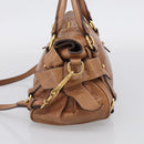 Miu Miu Matelasse Hand Bag Vitellolux 2way Brown Gold Auth 210753V-5