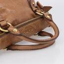 Miu Miu Matelasse Hand Bag Vitellolux 2way Brown Gold Auth 210753V-7