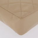 CHANEL Matelasse Chain Shoulder Bag Lamb Skin Beige Gold CC Auth 210755-13