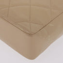 CHANEL Matelasse Chain Shoulder Bag Lamb Skin Beige Gold CC Auth 210755-14