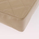 CHANEL Matelasse Chain Shoulder Bag Lamb Skin Beige Gold CC Auth 210755-15