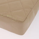 CHANEL Matelasse Chain Shoulder Bag Lamb Skin Beige Gold CC Auth 210755-16