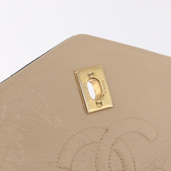 CHANEL Matelasse Chain Shoulder Bag Lamb Skin Beige Gold CC Auth 210755