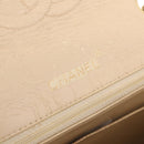CHANEL Matelasse Chain Shoulder Bag Lamb Skin Beige Gold CC Auth 210755-22