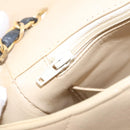 CHANEL Matelasse Chain Shoulder Bag Lamb Skin Beige Gold CC Auth 210755-27