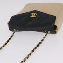 CHANEL Matelasse Chain Shoulder Bag Lamb Skin Beige Gold CC Auth 210755-8