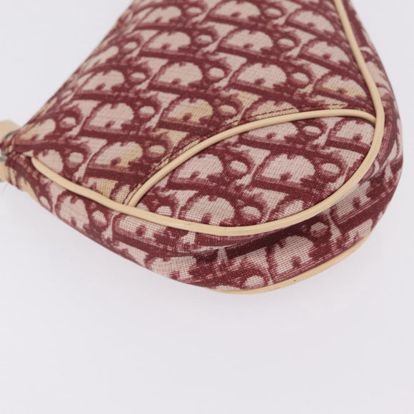Christian Dior Trotter Canvas Saddle Accessory Pouch PVC Red Silver Auth 210757V