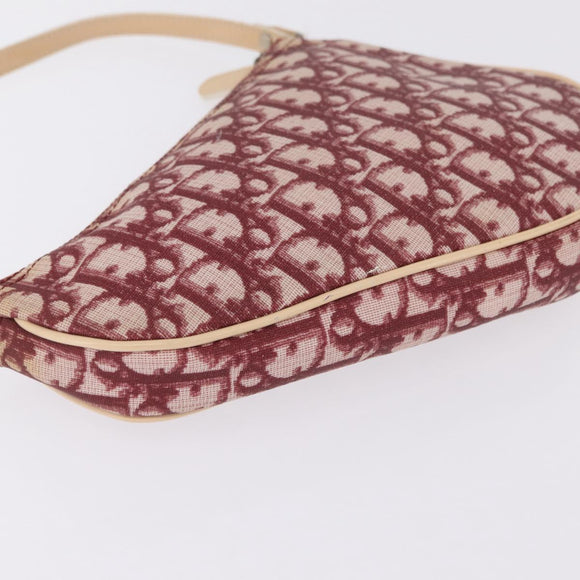 Christian Dior Trotter Canvas Saddle Accessory Pouch PVC Red Silver Auth 210757V