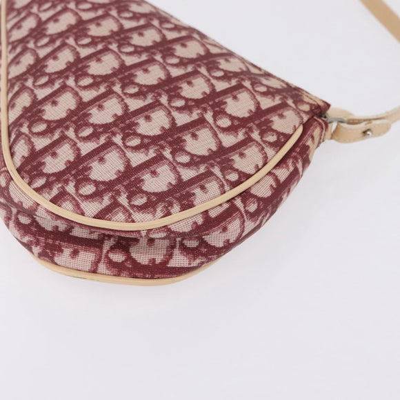 Christian Dior Trotter Canvas Saddle Accessory Pouch PVC Red Silver Auth 210757V