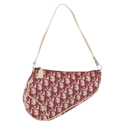 Christian Dior Trotter Canvas Saddle Accessory Pouch PVC Red Silver Auth 210757V - 0