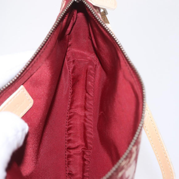 Christian Dior Trotter Canvas Saddle Accessory Pouch PVC Red Silver Auth 210757V