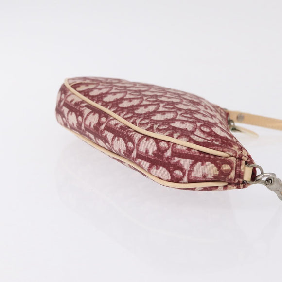 Christian Dior Trotter Canvas Saddle Accessory Pouch PVC Red Silver Auth 210757V
