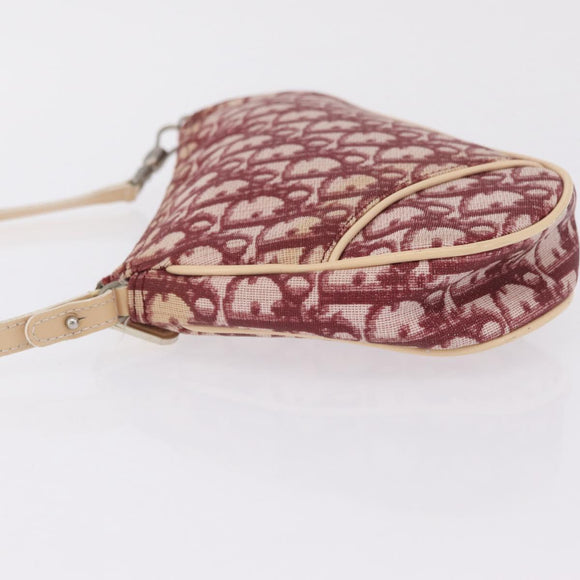 Christian Dior Trotter Canvas Saddle Accessory Pouch PVC Red Silver Auth 210757V