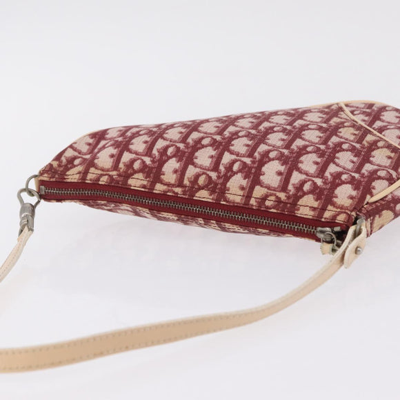 Christian Dior Trotter Canvas Saddle Accessory Pouch PVC Red Silver Auth 210757V