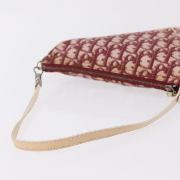 Christian Dior Trotter Canvas Saddle Accessory Pouch PVC Red Silver Auth 210757V
