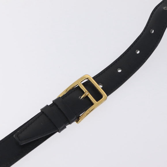 CELINE Shoulder Bag Leather Black Gold Auth 210766