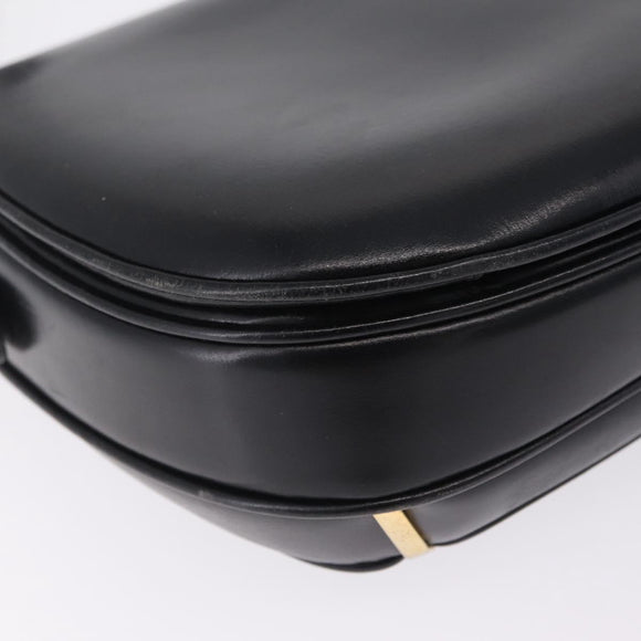 CELINE Shoulder Bag Leather Black Gold Auth 210766