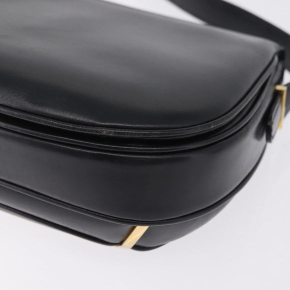 CELINE Shoulder Bag Leather Black Gold Auth 210766