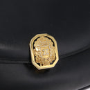 CELINE Shoulder Bag Leather Black Gold Auth 210766-16