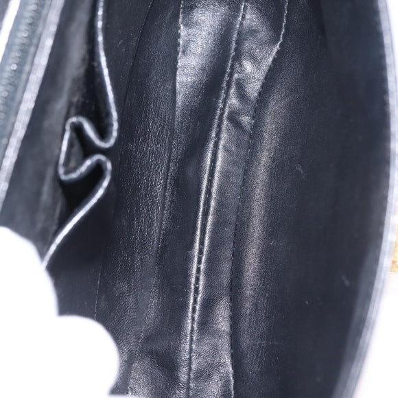 CELINE Shoulder Bag Leather Black Gold Auth 210766