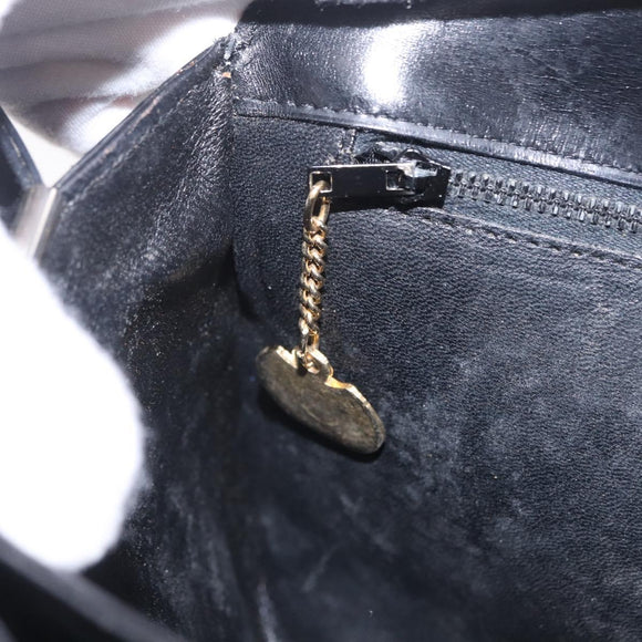 CELINE Shoulder Bag Leather Black Gold Auth 210766