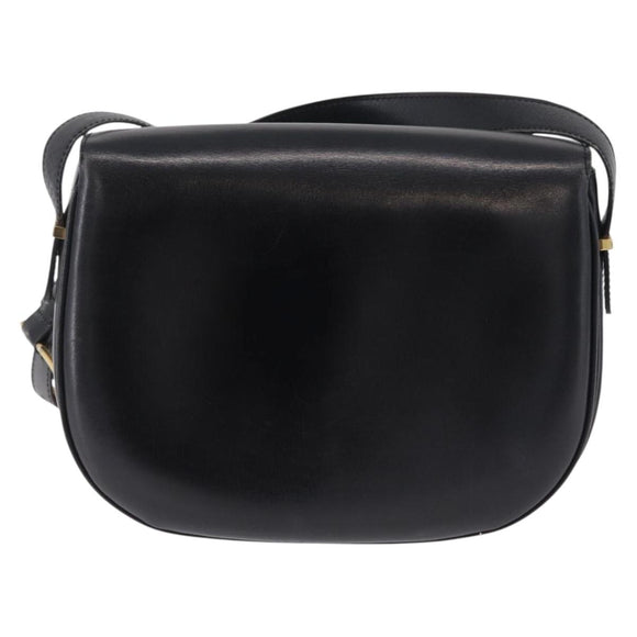 CELINE Shoulder Bag Leather Black Gold Auth 210766