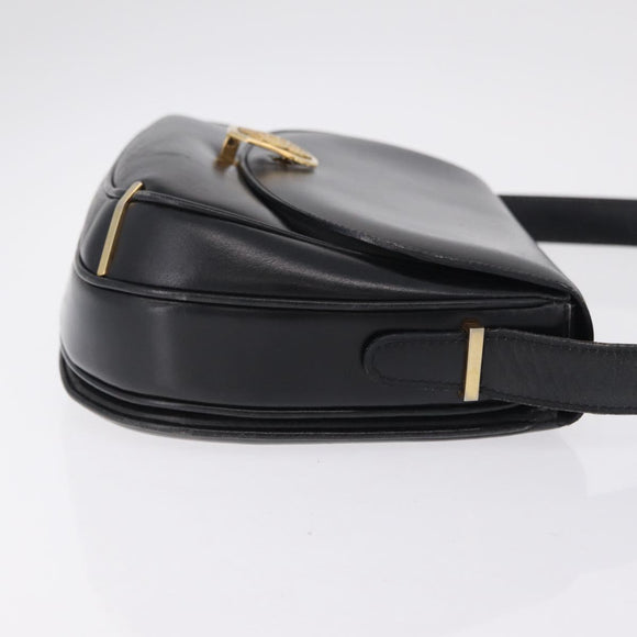 CELINE Shoulder Bag Leather Black Gold Auth 210766