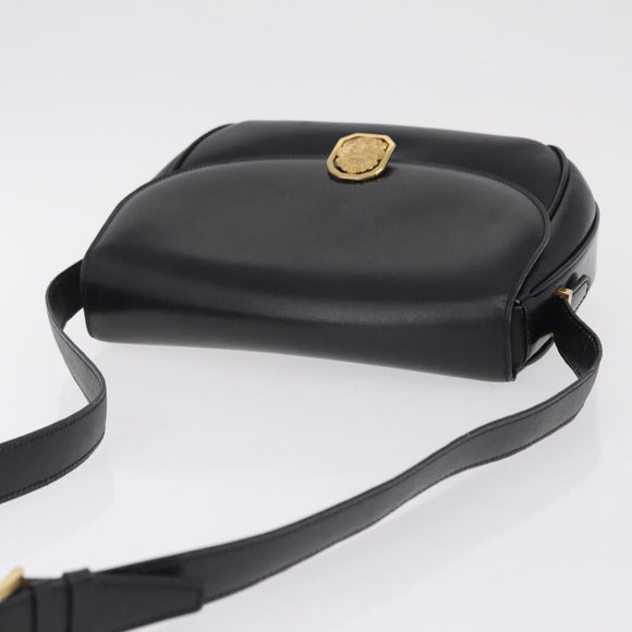 CELINE Shoulder Bag Leather Black Gold Auth 210766