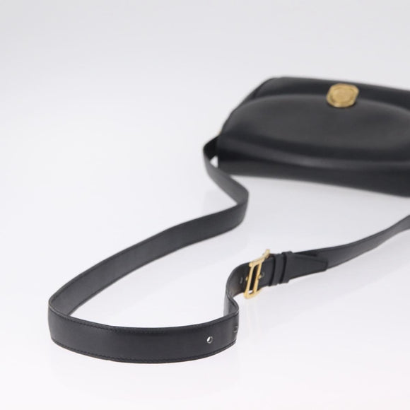 CELINE Shoulder Bag Leather Black Gold Auth 210766