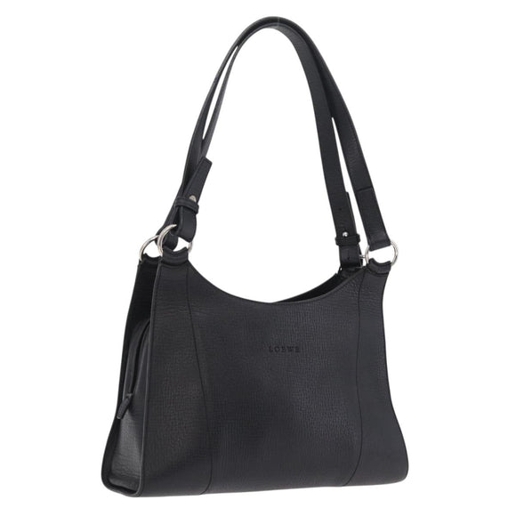 LOEWE Tote Bag Leather Black Silver Auth 210767V