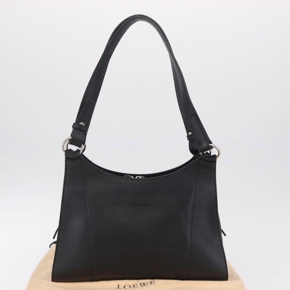 LOEWE Tote Bag Leather Black Silver Auth 210767V