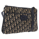 Christian Dior Trotter Canvas Shoulder Bag Navy Gold Auth 210768-1