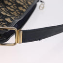 Christian Dior Trotter Canvas Shoulder Bag Navy Gold Auth 210768-11