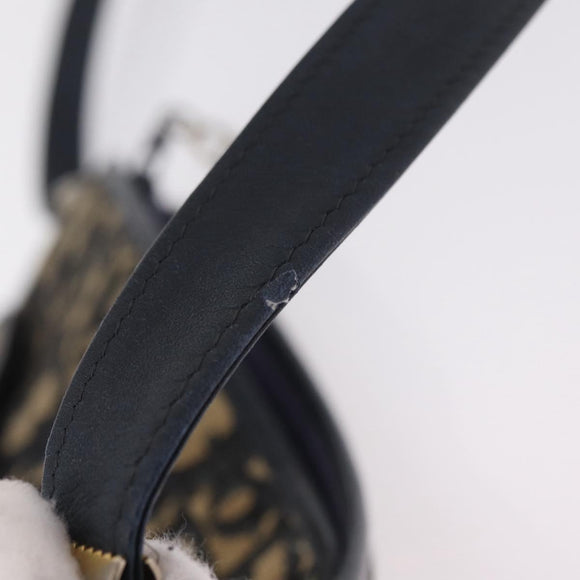 Christian Dior Trotter Canvas Shoulder Bag Navy Gold Auth 210768
