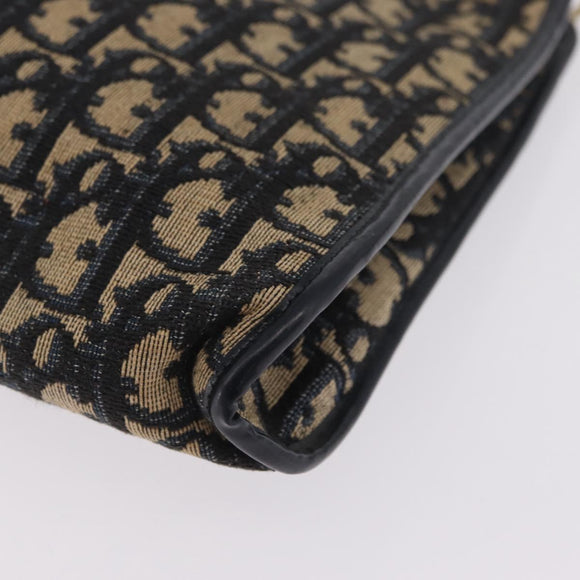Christian Dior Trotter Canvas Shoulder Bag Navy Gold Auth 210768