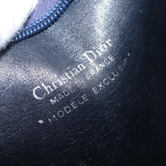 Christian Dior Trotter Canvas Shoulder Bag Navy Gold Auth 210768