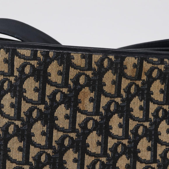 Christian Dior Trotter Canvas Shoulder Bag Navy Gold Auth 210768