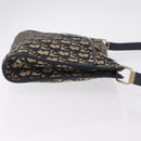 Christian Dior Trotter Canvas Shoulder Bag Navy Gold Auth 210768-6