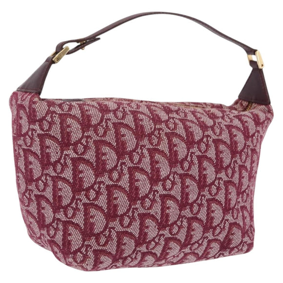 Christian Dior Trotter Canvas Hand Bag Red Gold Auth 210769V
