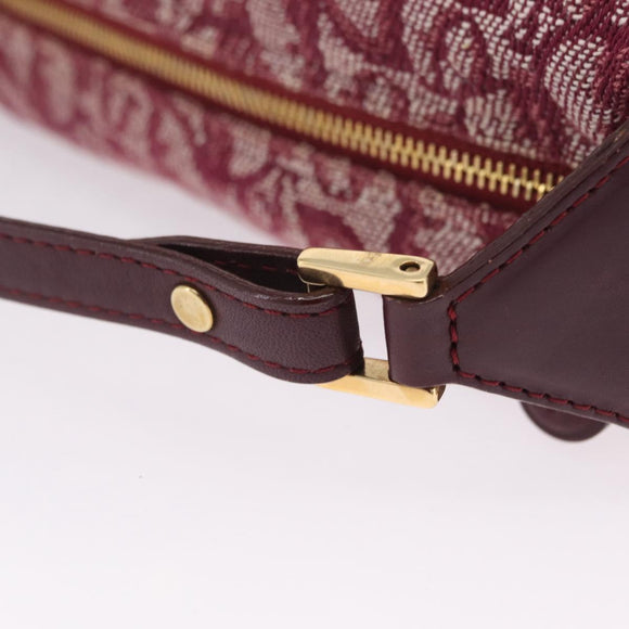 Christian Dior Trotter Canvas Hand Bag Red Gold Auth 210769V
