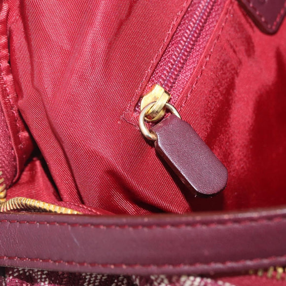 Christian Dior Trotter Canvas Hand Bag Red Gold Auth 210769V
