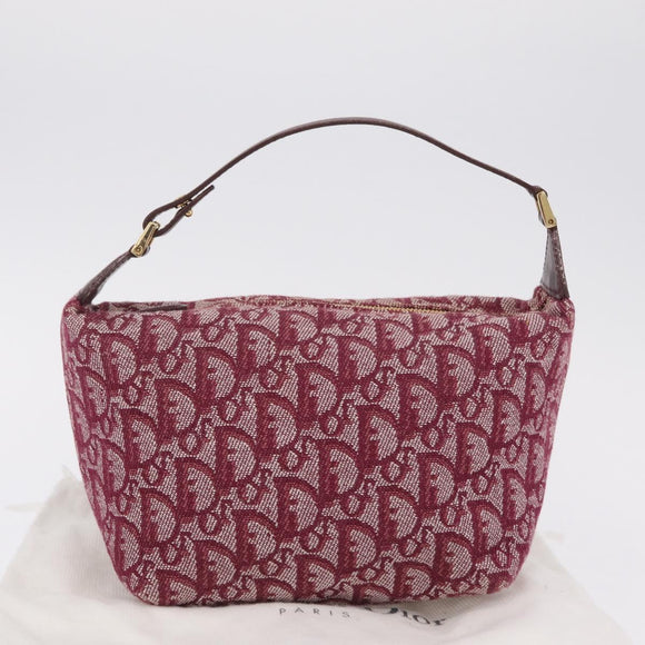 Christian Dior Trotter Canvas Hand Bag Red Gold Auth 210769V