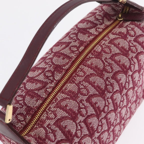 Christian Dior Trotter Canvas Hand Bag Red Gold Auth 210769V