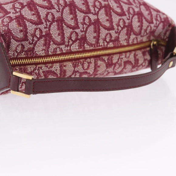 Christian Dior Trotter Canvas Hand Bag Red Gold Auth 210769V