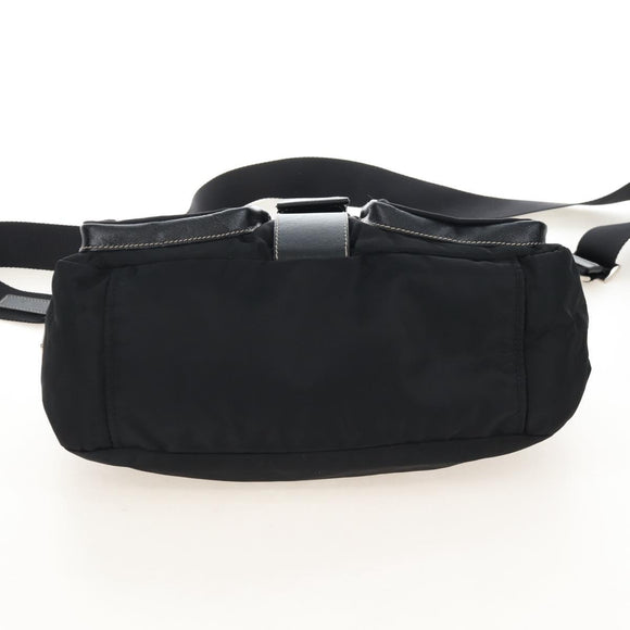 PRADA Shoulder Bag Nylon Black Silver Auth 210770V