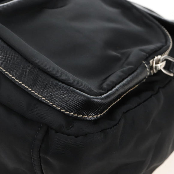 PRADA Shoulder Bag Nylon Black Silver Auth 210770V